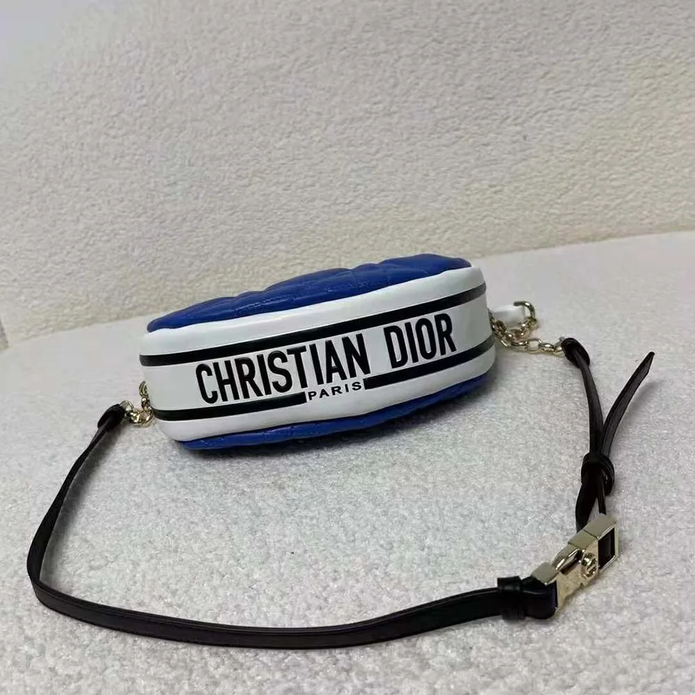 Dior Small Dior Vibe Hobo Bag Fluorescent Blue Macrocannage Lambskin for Women