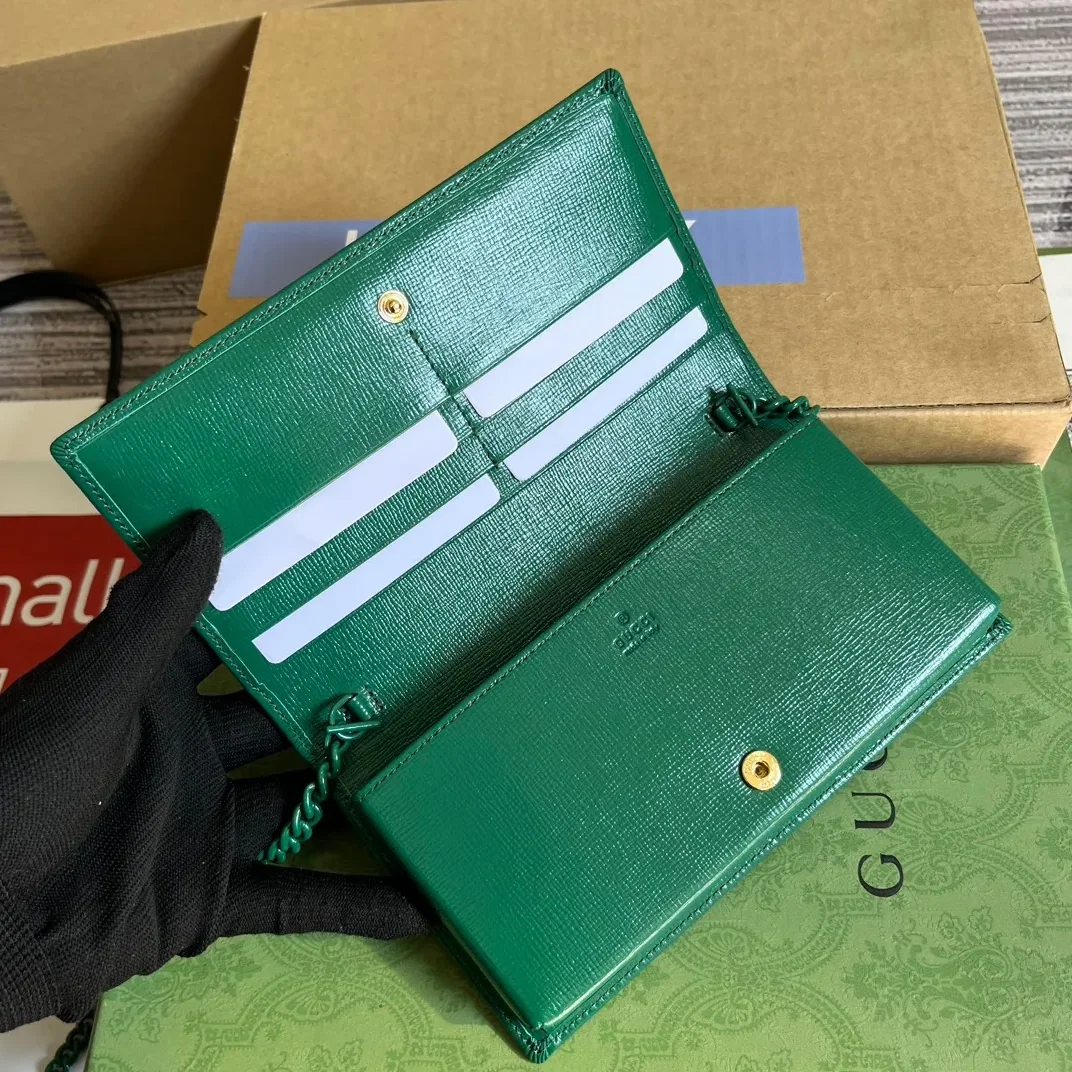 GG Horsebit 1955 Wallet With Chain Orange/Green 1AAJ8 7519 /