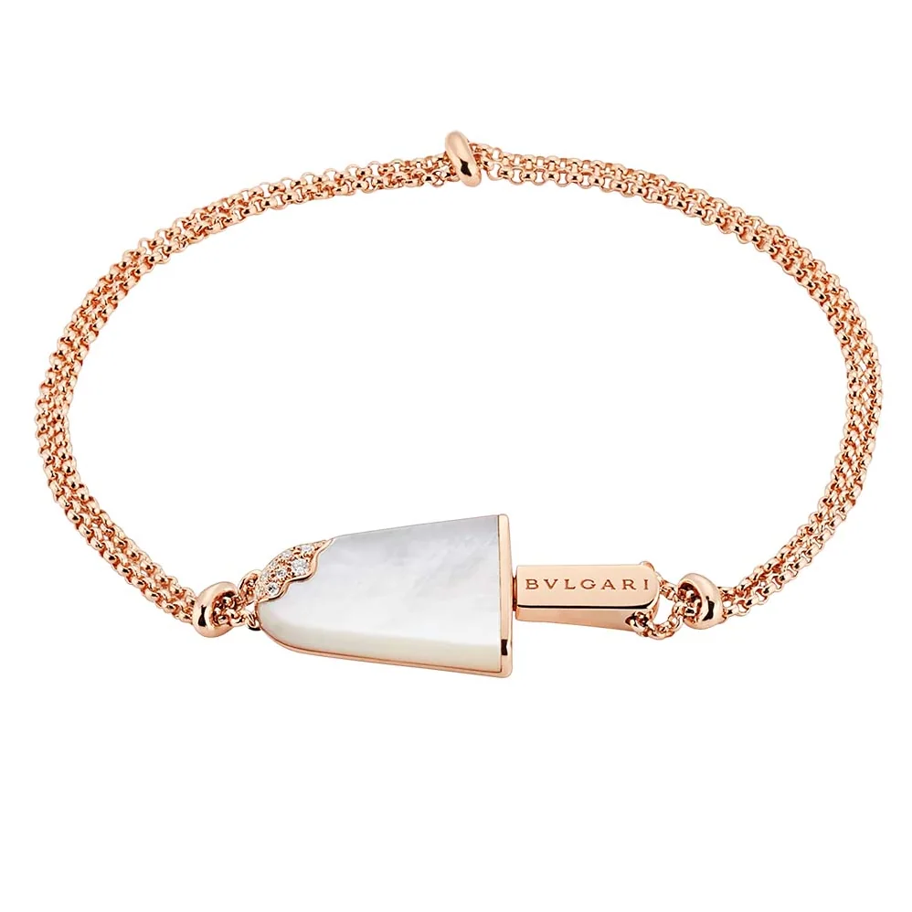 Bvlgari BVLGARI BVLGARI Gelati 18 KT Rose Gold Soft Bracelet for Women in White Bvlgari BVLGARI BVLGARI Gelati 18 KT Rose Gold Soft Bracelet for Women in White