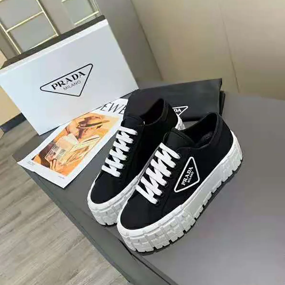 Prada Nylon Gabardine Sneakers in 50mm Heel for Women in Black Prada Nylon Gabardine Sneakers in 50mm Heel for Women in Black