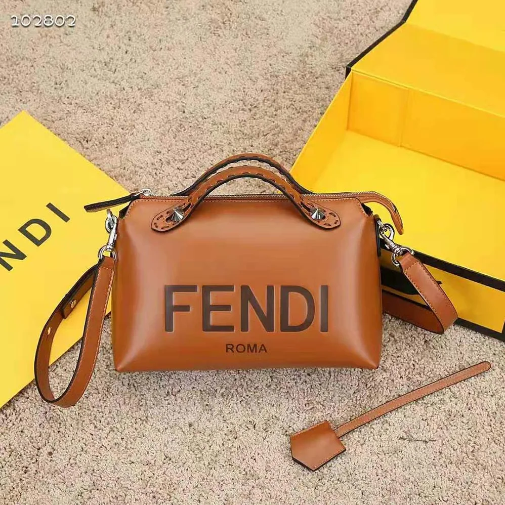 Fendi Medium by the way Brown Leather Boston Bag for Women
