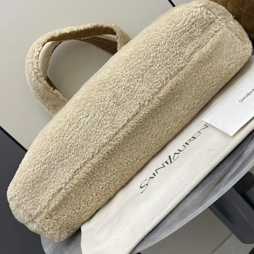 Saint Laurent YSL Icare In Shearling for Women in White