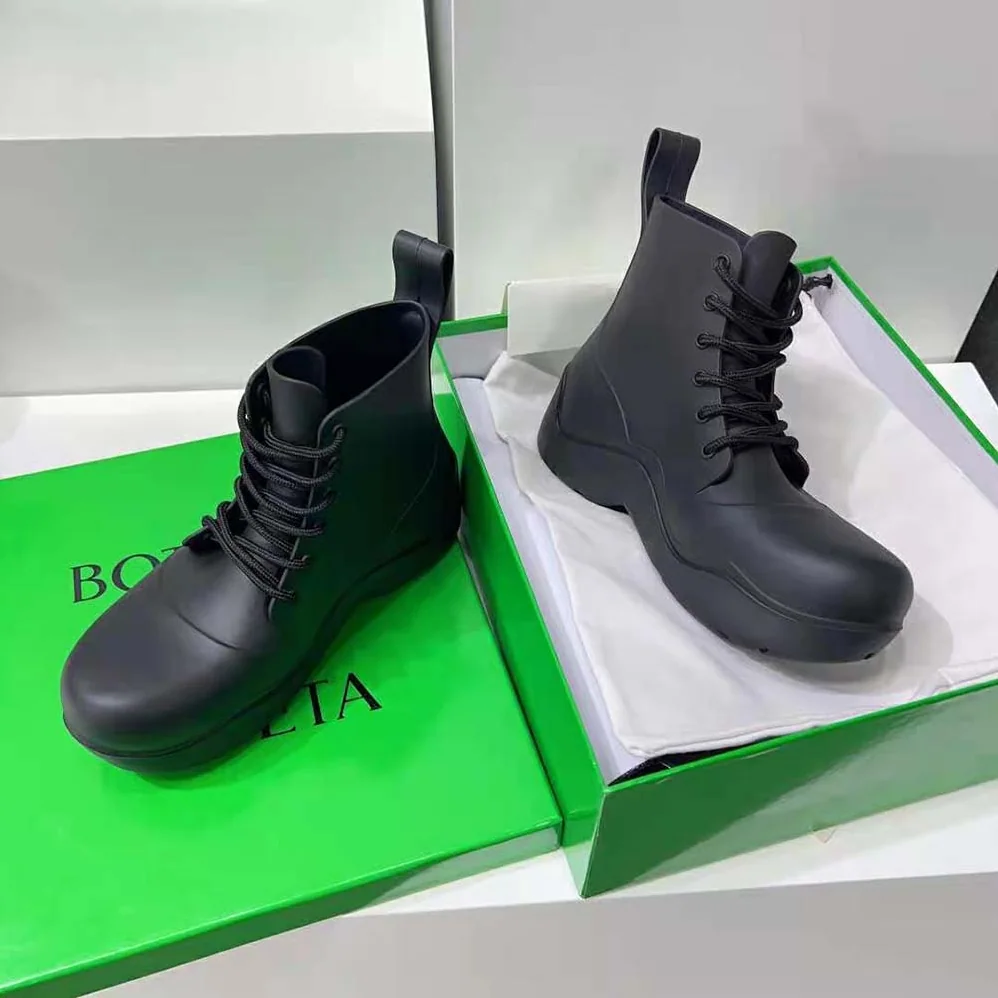 Bottega Veneta Puddle Lace-Up Ankle Boot for Unisex in Black Bottega Veneta Puddle Lace-Up Ankle Boot for Unisex in Black