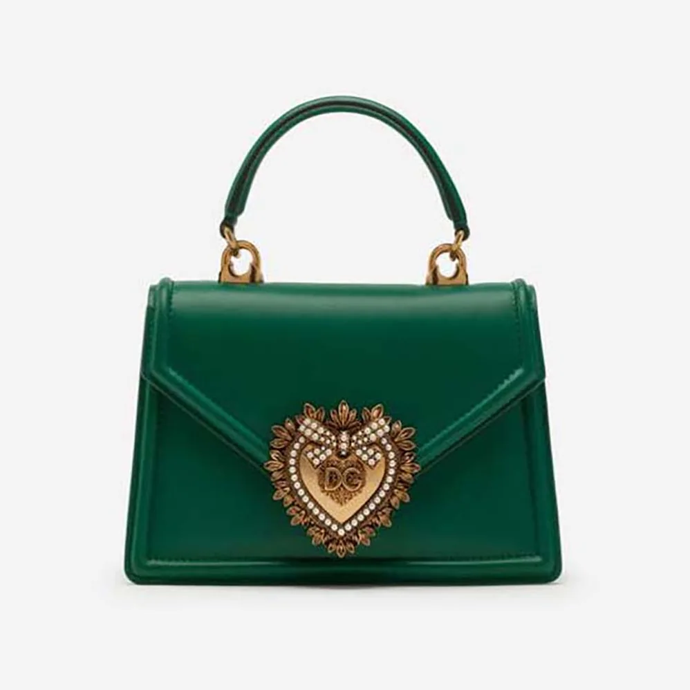 Dolce Gabbana D&G Small Smooth Calfskin Devotion Bag for Women in Green