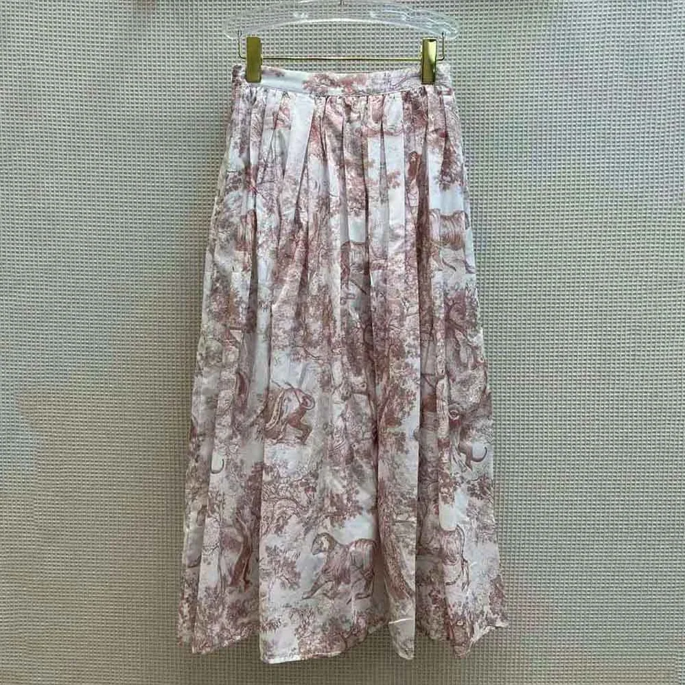 Dior Mid-Length Skirt Rose Des Vents Cotton Muslin with Toile DE Jouy Motif for Women Dior Mid-Length Skirt Rose Des Vents Cotton Muslin with Toile DE Jouy Motif for Women