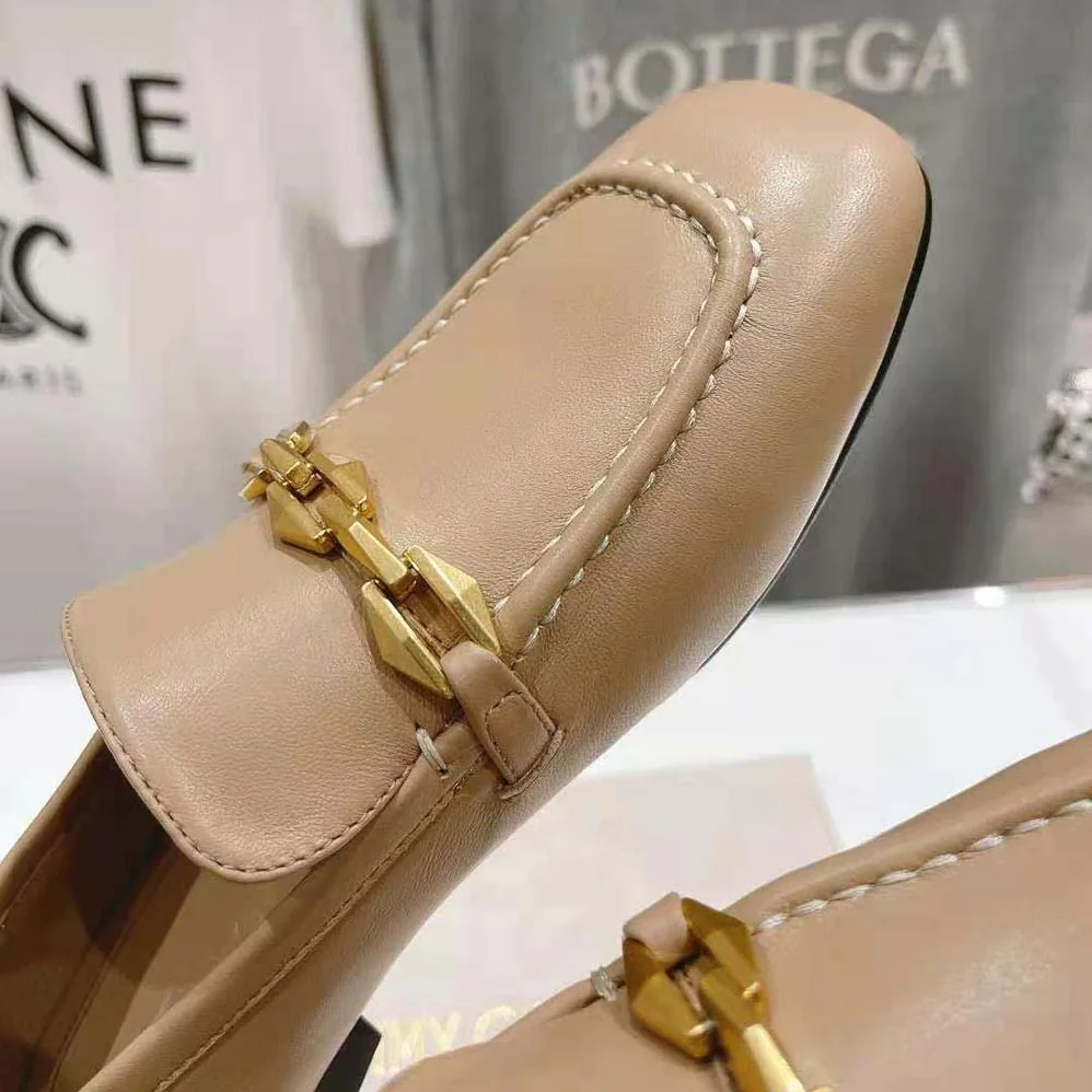 Jimmy Choo Diamond Tilda Loafer Biscuit Calf Leather Loafers with Diamond Chain for Women Jimmy Choo Diamond Tilda Loafer Biscuit Calf Leather Loafers with Diamond Chain for Women