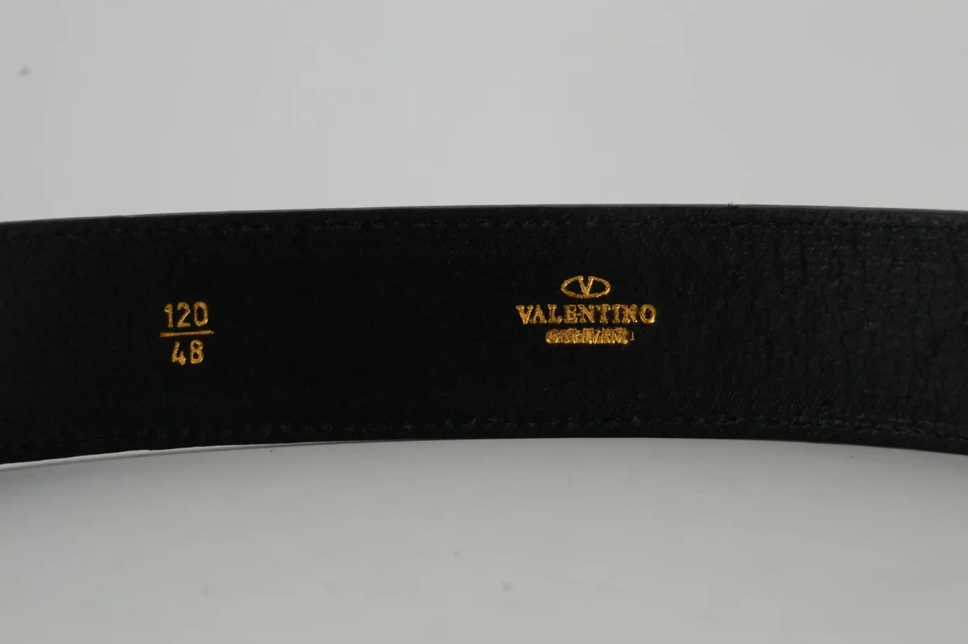 Black V Gold Buckle Leather Belt