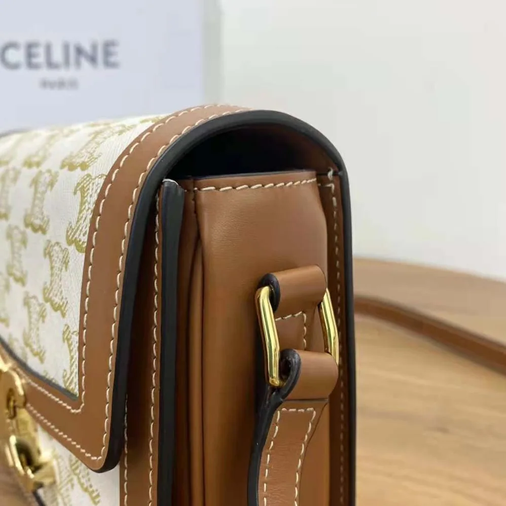Celine Teen Triomphe Bag in Triomphe Canvas and Calfskin for Women