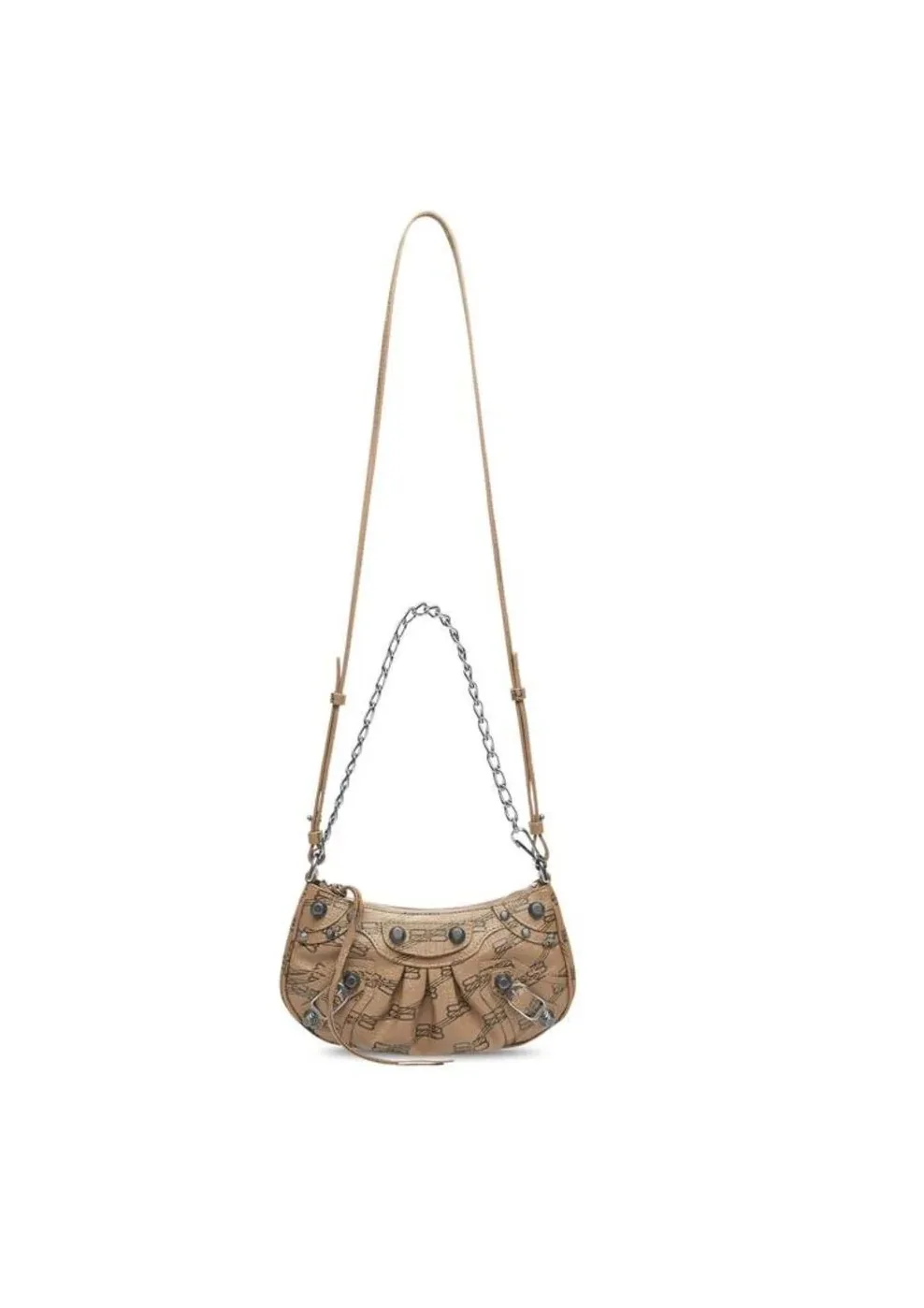 Balenciaga Le Cagole Mini Bag With Chain Bb Monogram Coated Canvas In Beige /