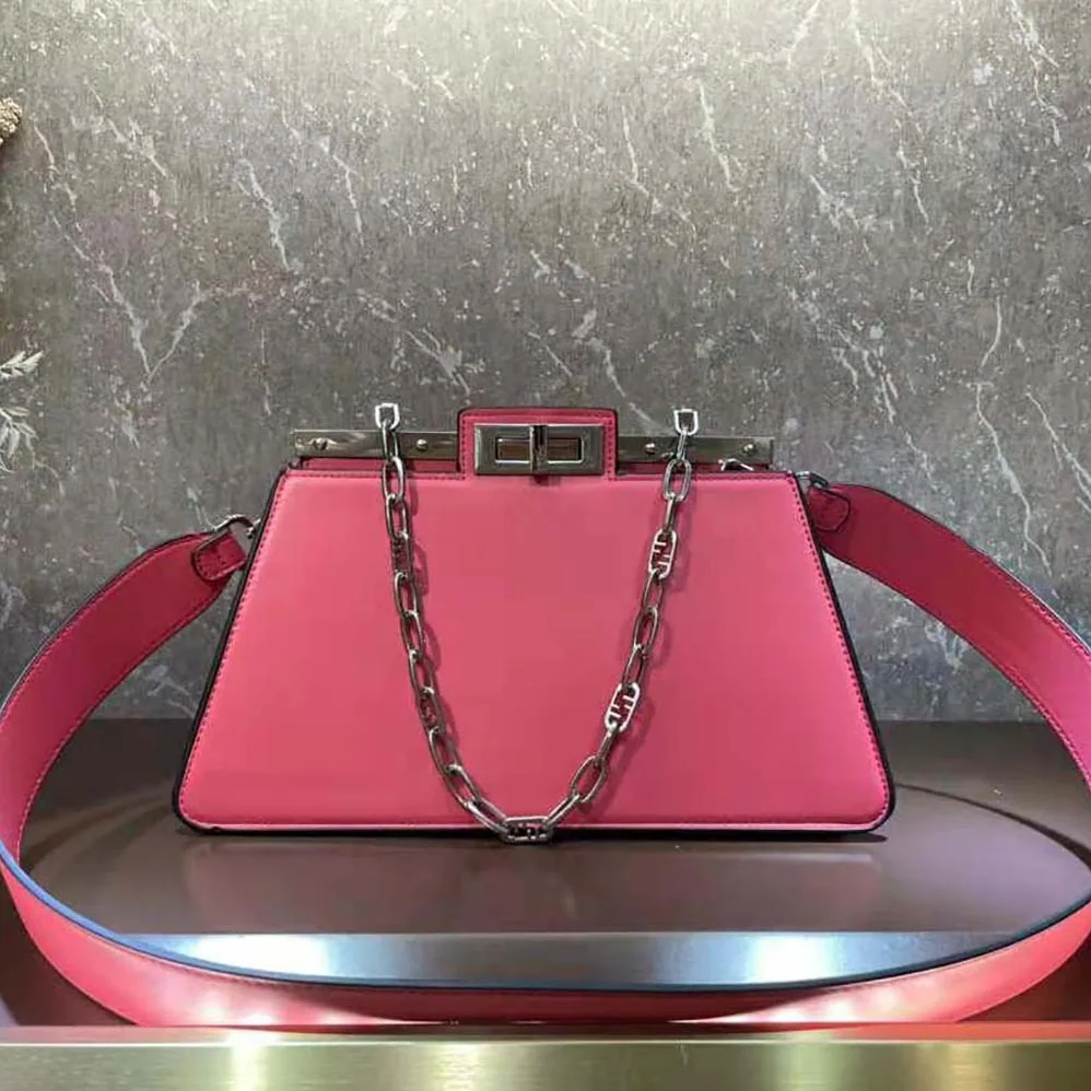 Fendi Peekaboo Cut Medium Pink Leather Bag for Women