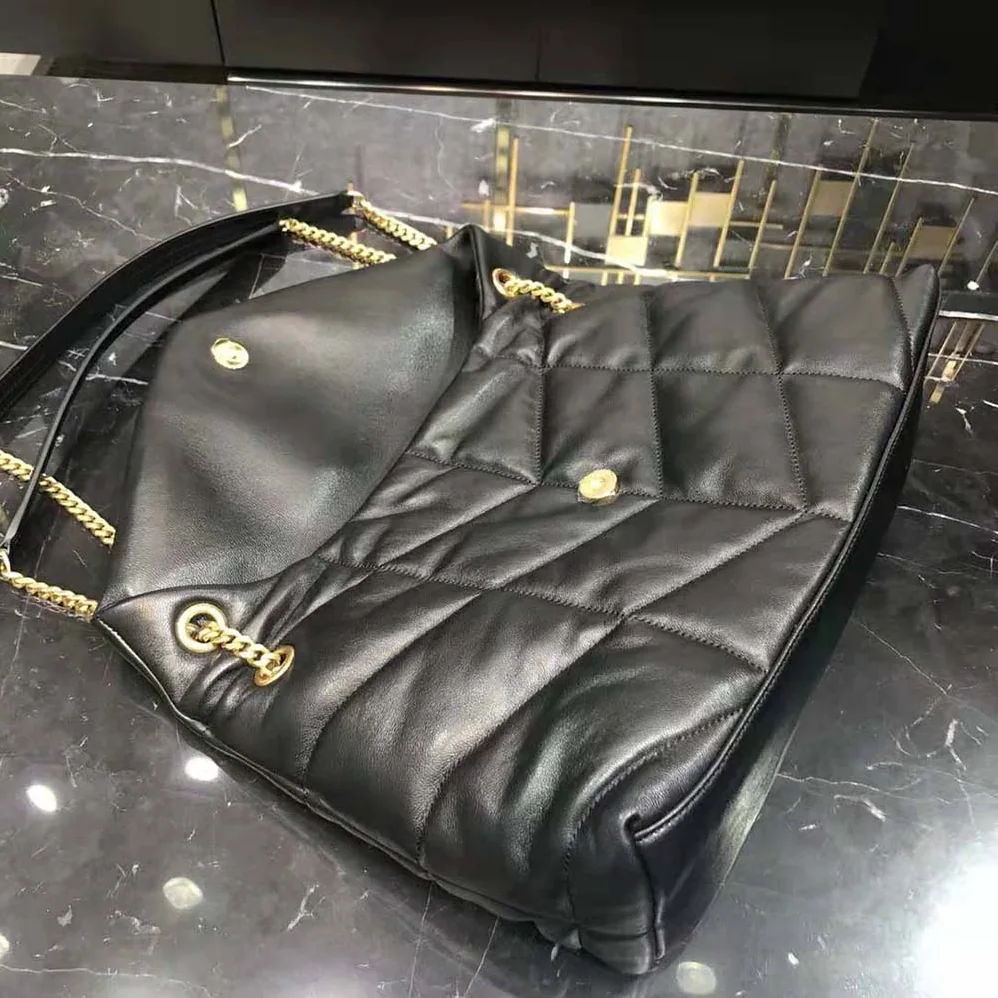 Saint Laurent YSL Puffer Medium Chain Bag in Quilted Lambskin for Women in Black/Gold Saint Laurent YSL Puffer Medium Chain Bag in Quilted Lambskin for Women in Black/Gold
