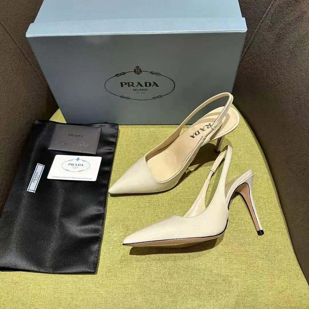 Prada Patent Leather Slingbacks for Women in White