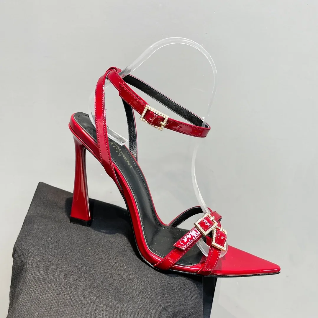 Saint Laurent Lila Sandals In Patent Red