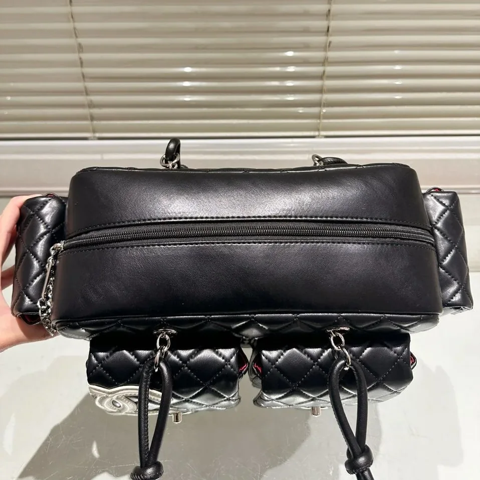 Chanel Cambon Ligne Reporter Bag in Black Silver Hardware