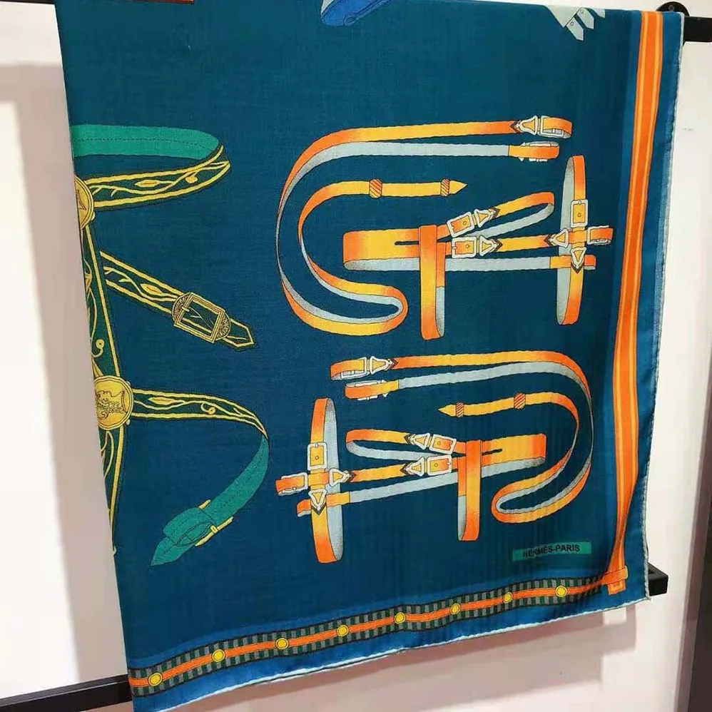 Hermes Lettres Equestre Scarf 90 for Women in Navy
