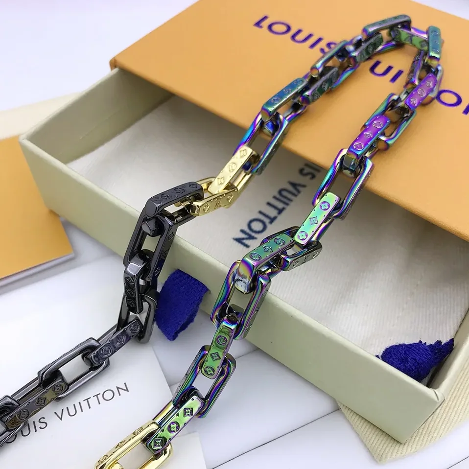 Louis Vuitton Combinating Color Monogram Chain Necklace Multicolor
