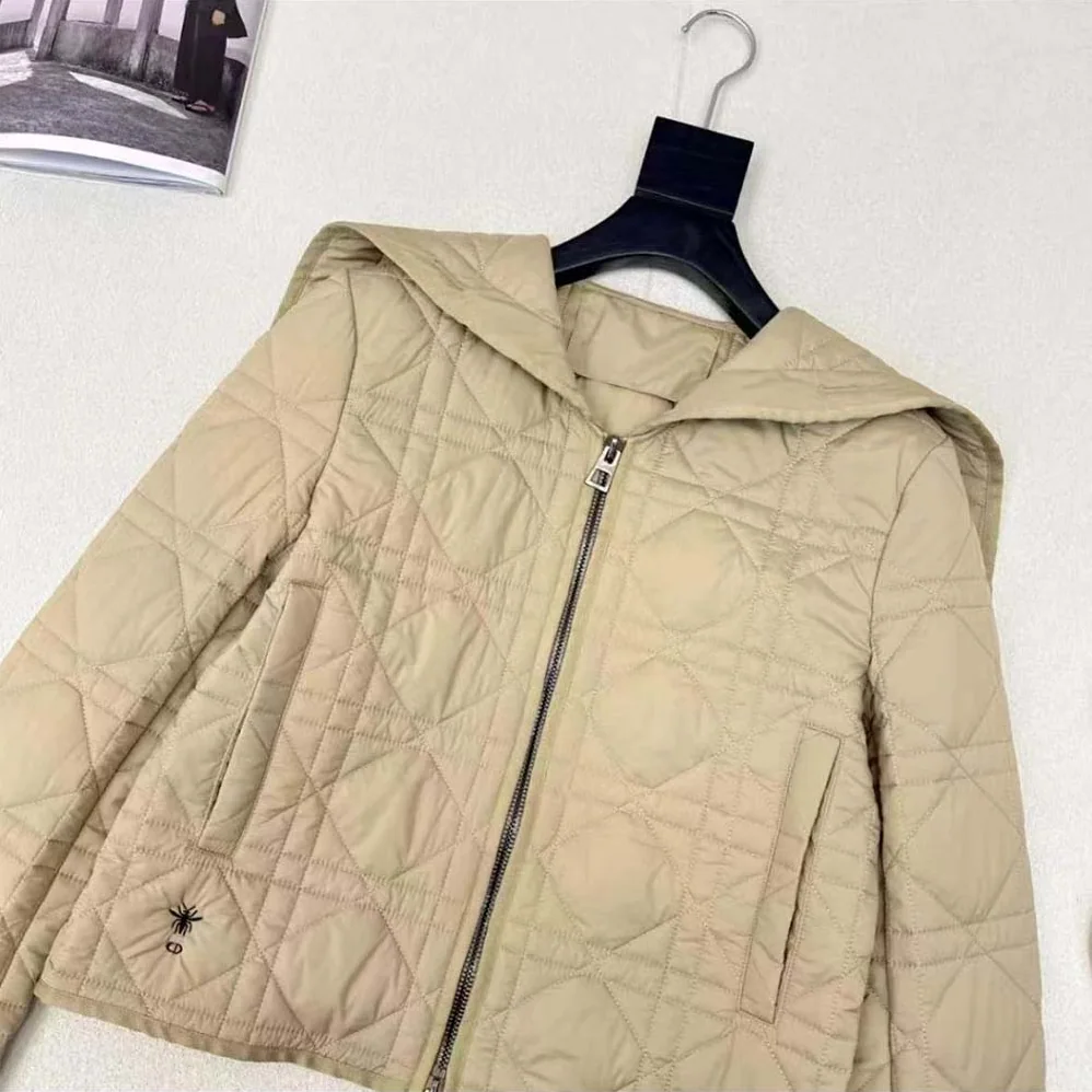 Dior Macrocannage Bomber Jacket Beige Quilted Technical Taffeta for Women