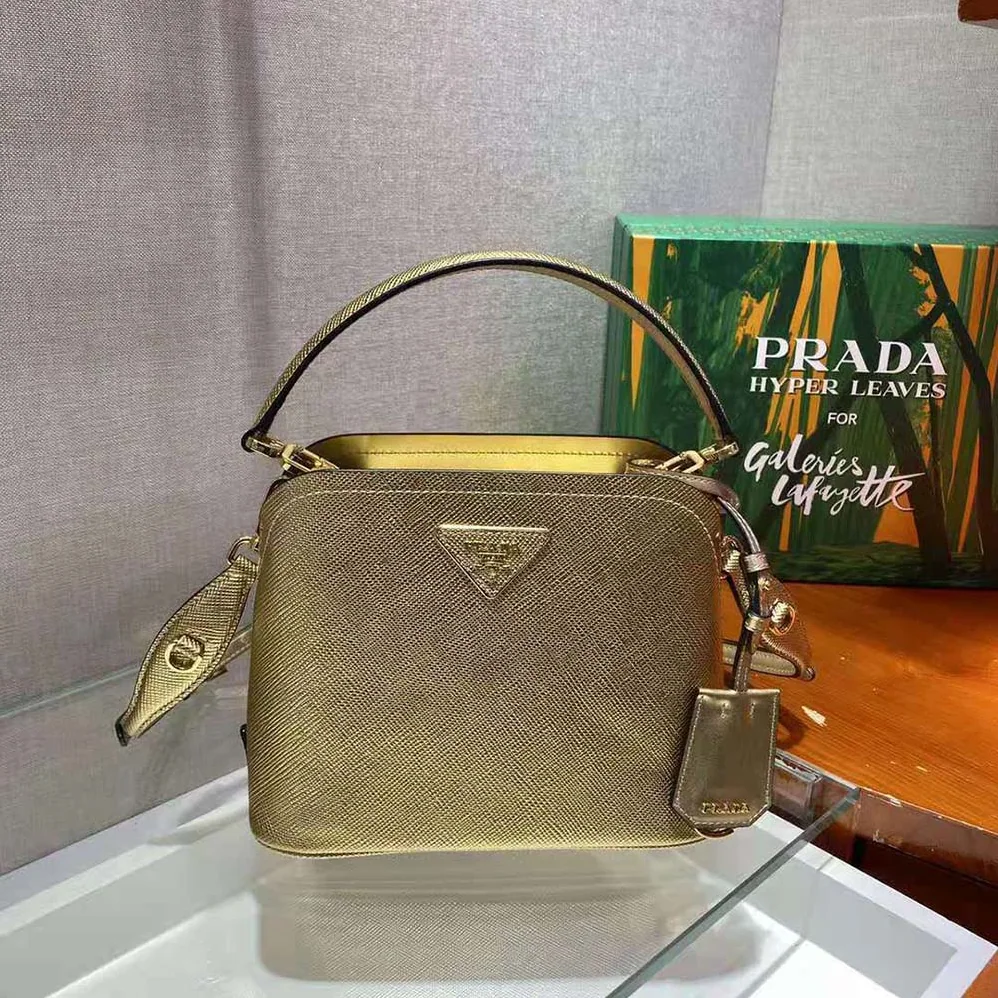 Prada Prada Matinee Micro Saffiano Leather Bag for Women in Gold Prada Prada Matinee Micro Saffiano Leather Bag for Women in Gold