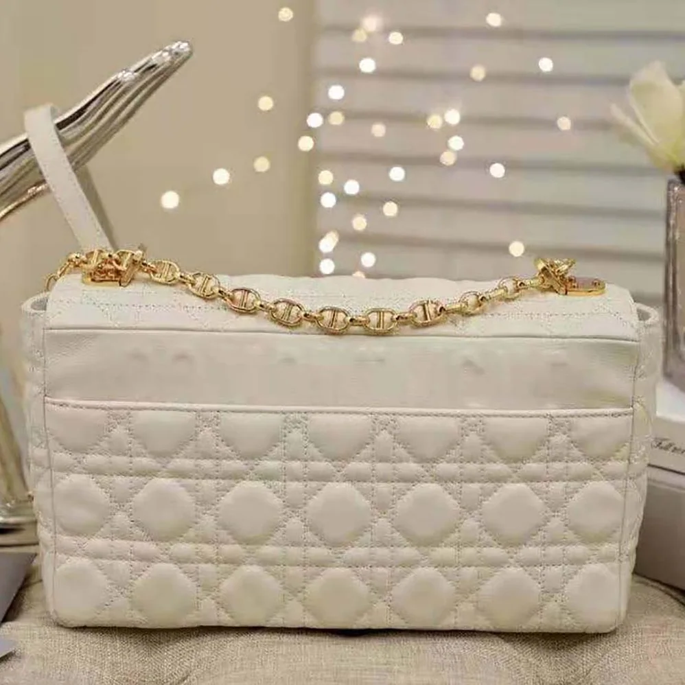 Dior Large Dior Caro Bag Supple Cannage Calfskin for Women in White