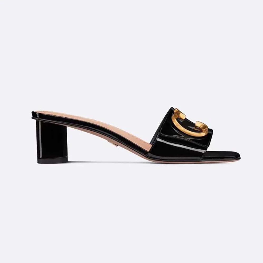 Dior C'est Dior Heeled Slide Black Patent Calfskin for Women Dior C'est Dior Heeled Slide Black Patent Calfskin for Women