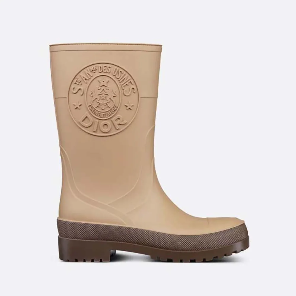 Dior Diorunion Rain Boot Beige and Brown Two-Tone Rubber with Dior Union Motif for Women Dior Diorunion Rain Boot Beige and Brown Two-Tone Rubber with Dior Union Motif for Women