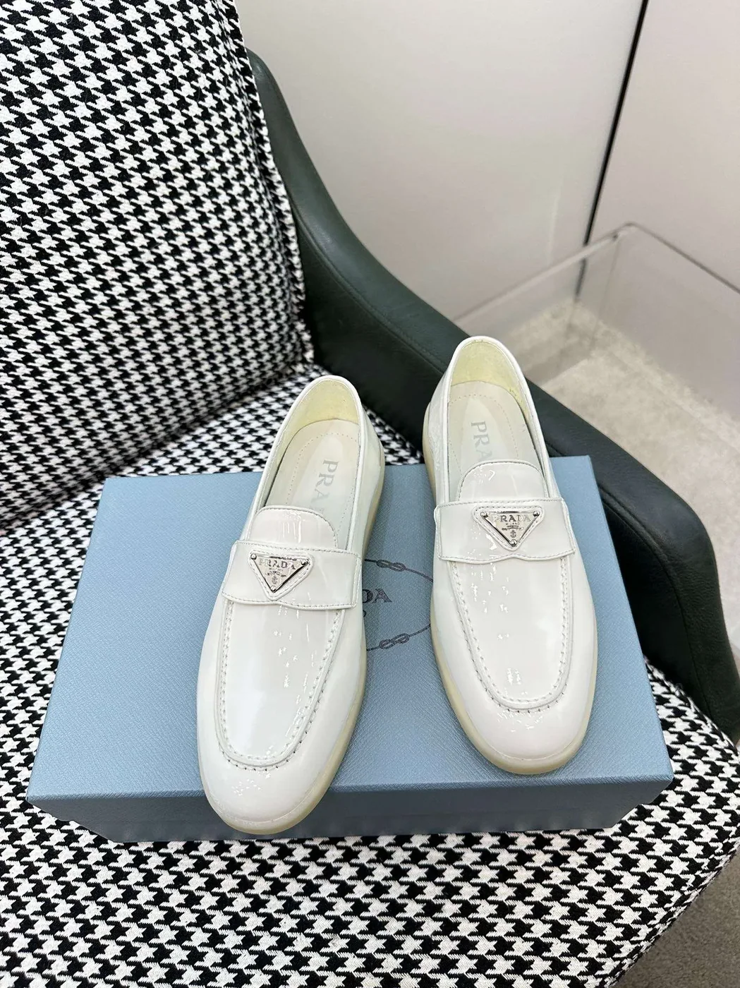 Prada Brushed Loafers White