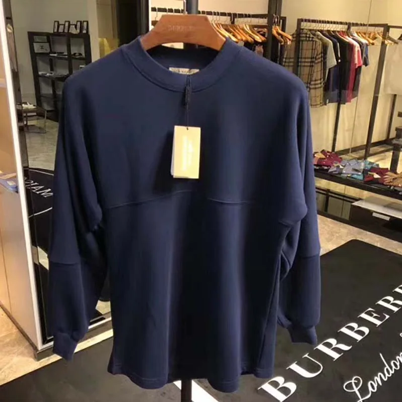 Burberry Logo Print Cotton Oversized Top for Men in Navy Burberry Logo Print Cotton Oversized Top for Men in Navy