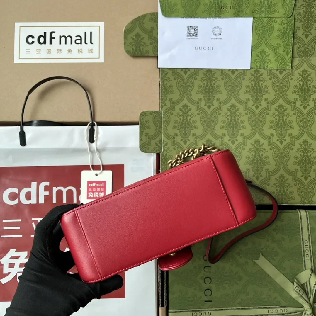 Gucci GG Marmont Mini Top Handle Bag Red Gucci GG Marmont Mini Top Handle Bag Red