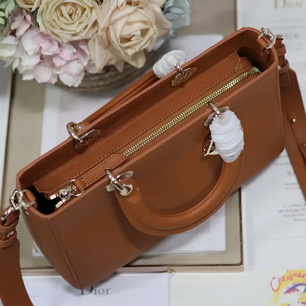 Dior Medium Lady D-Sire My ABCDior Bag Dark Brandy Taurillon Leather for Women