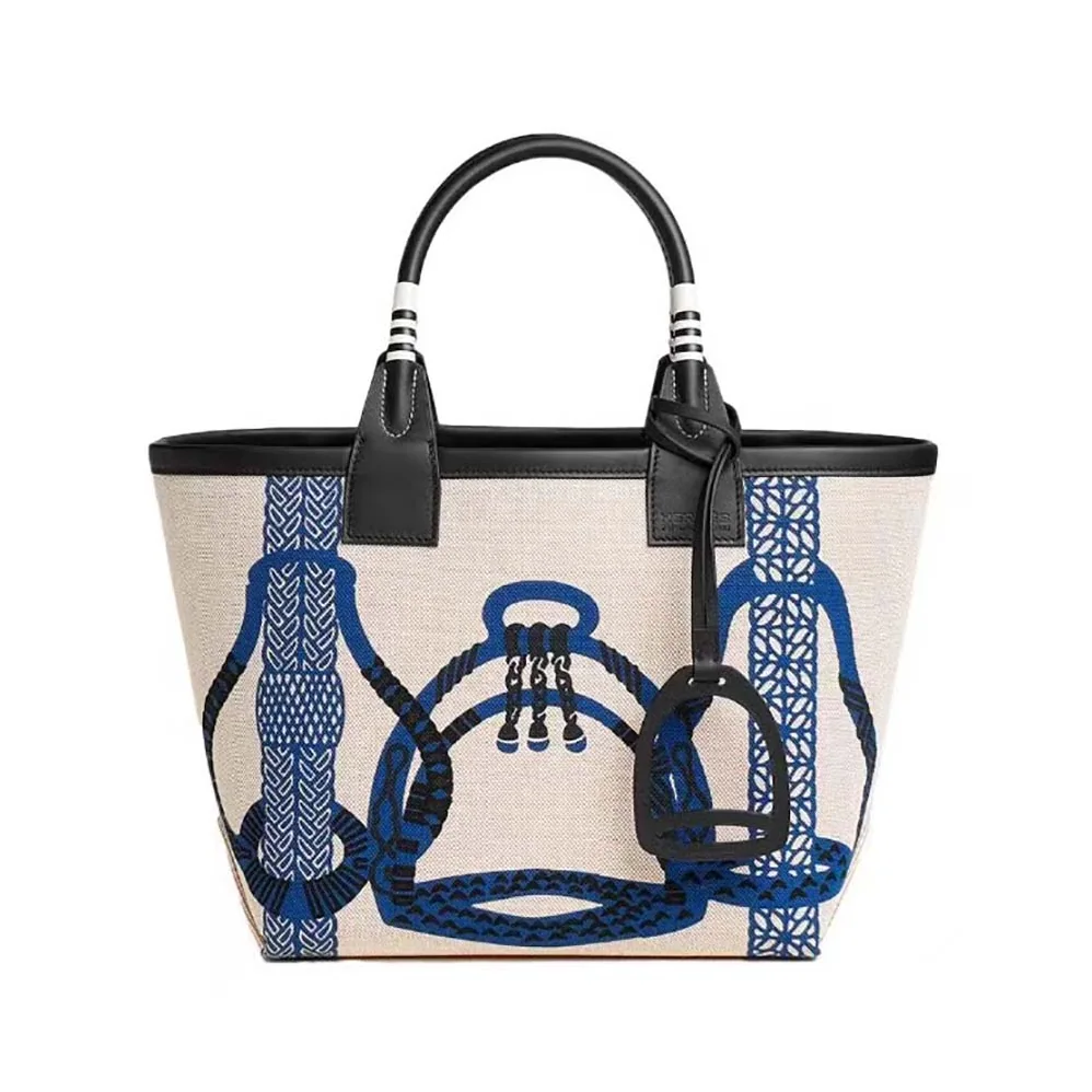 Hermes Steeple 25 Ecru Tote Bag for Unisex in Blue Hermes Steeple 25 Ecru Tote Bag for Unisex in Blue