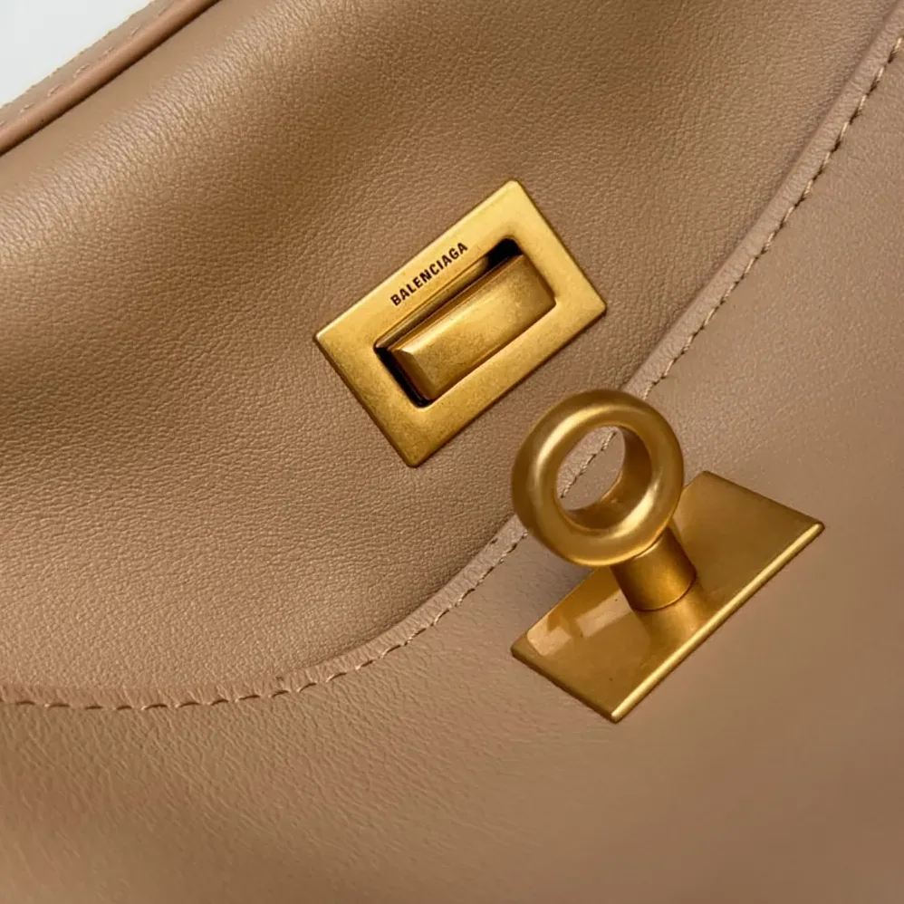 Balenciaga Rodeo Handbag Small In latte Smooth Calfskin Aged for Women in gold Hardware