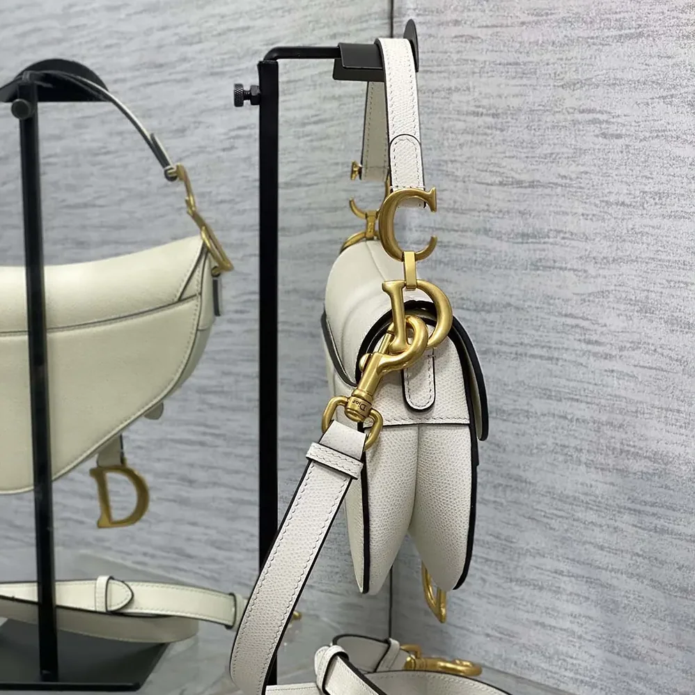 Dior Saddle Bag with Strap Latte Grained Calfskin for Women