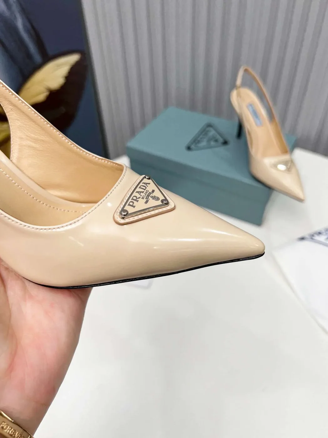 Prada Brushed Sling Pumps Cream
