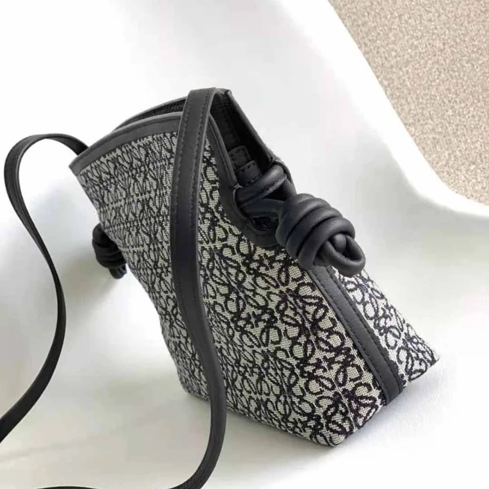 Loewe Mini Flamenco Clutch in Anagram Jacquard and Calfskin for Women in Black