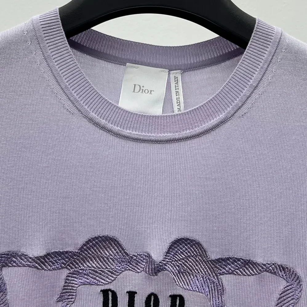 Dior Book Cover Short-Sleeved Sweater Lilas Silk Knit for Women