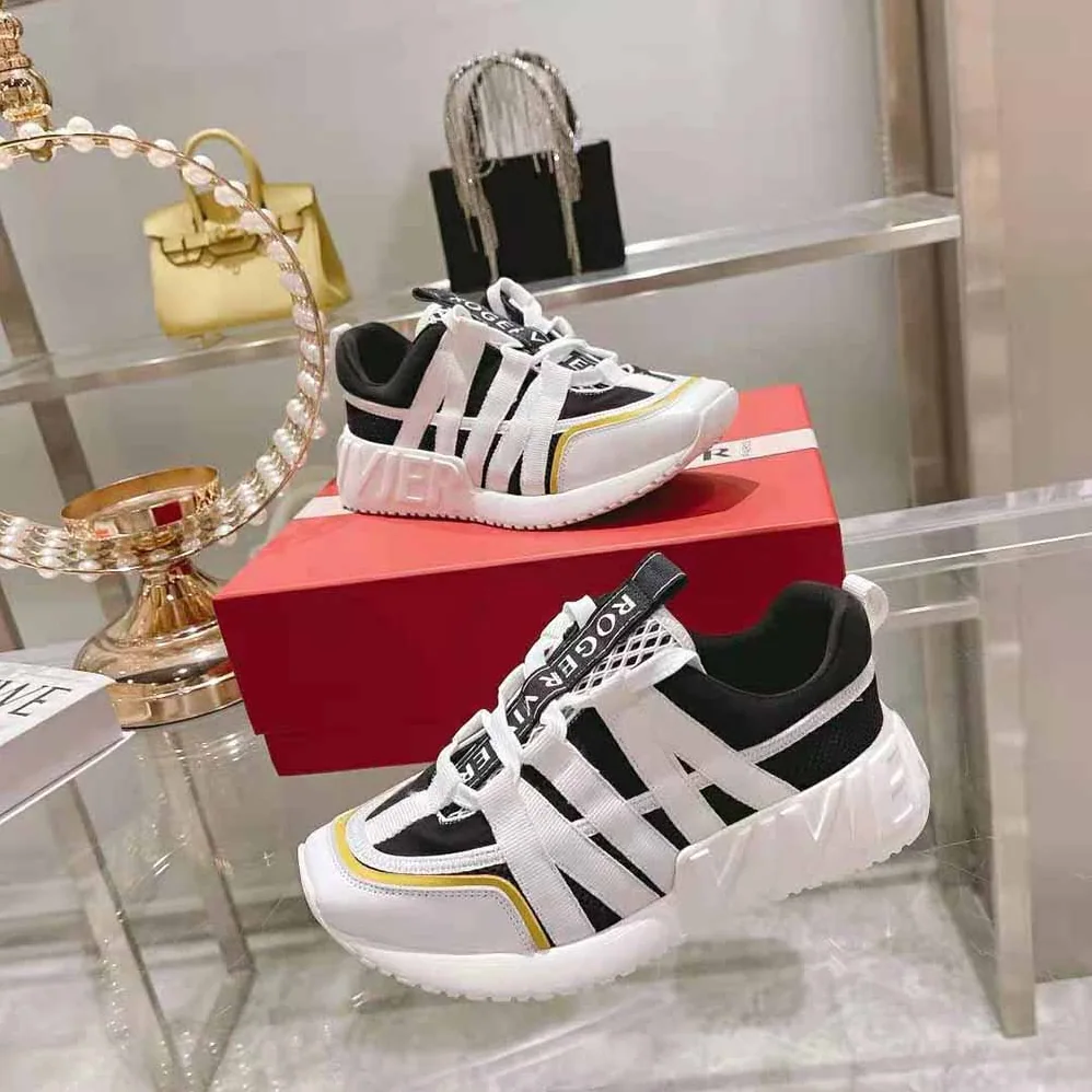 Roger Vivier Viv Go Lace Up Sneakers in Technical Fabrics for Women in Black