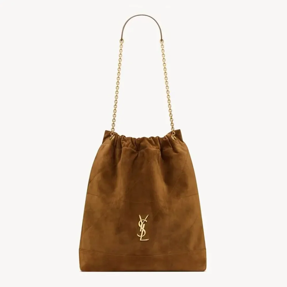 Saint Laurent YSL Jamie Large Pochon In Suede for Women in Brown Saint Laurent YSL Jamie Large Pochon In Suede for Women in Brown