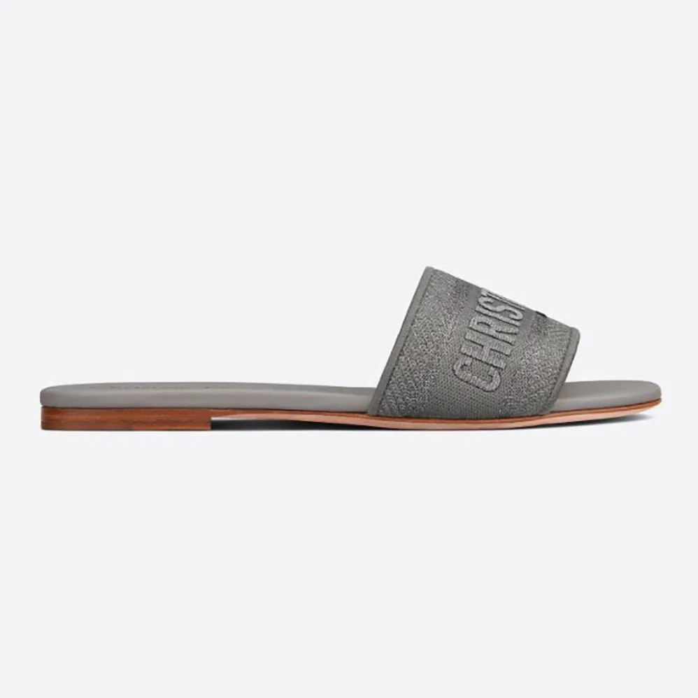 Dior Dway Slide Silver for Women in Tone Embroidered Metallic Fabric Dior Dway Slide Silver for Women in Tone Embroidered Metallic Fabric