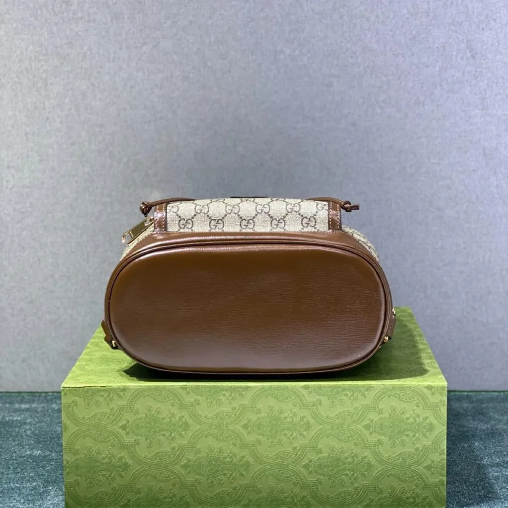 Gucci Backpack With Interlocking G Beige And Ebony GG Supreme Canvas Brown / Gucci Backpack With Interlocking G Beige And Ebony GG Supreme Canvas Brown /