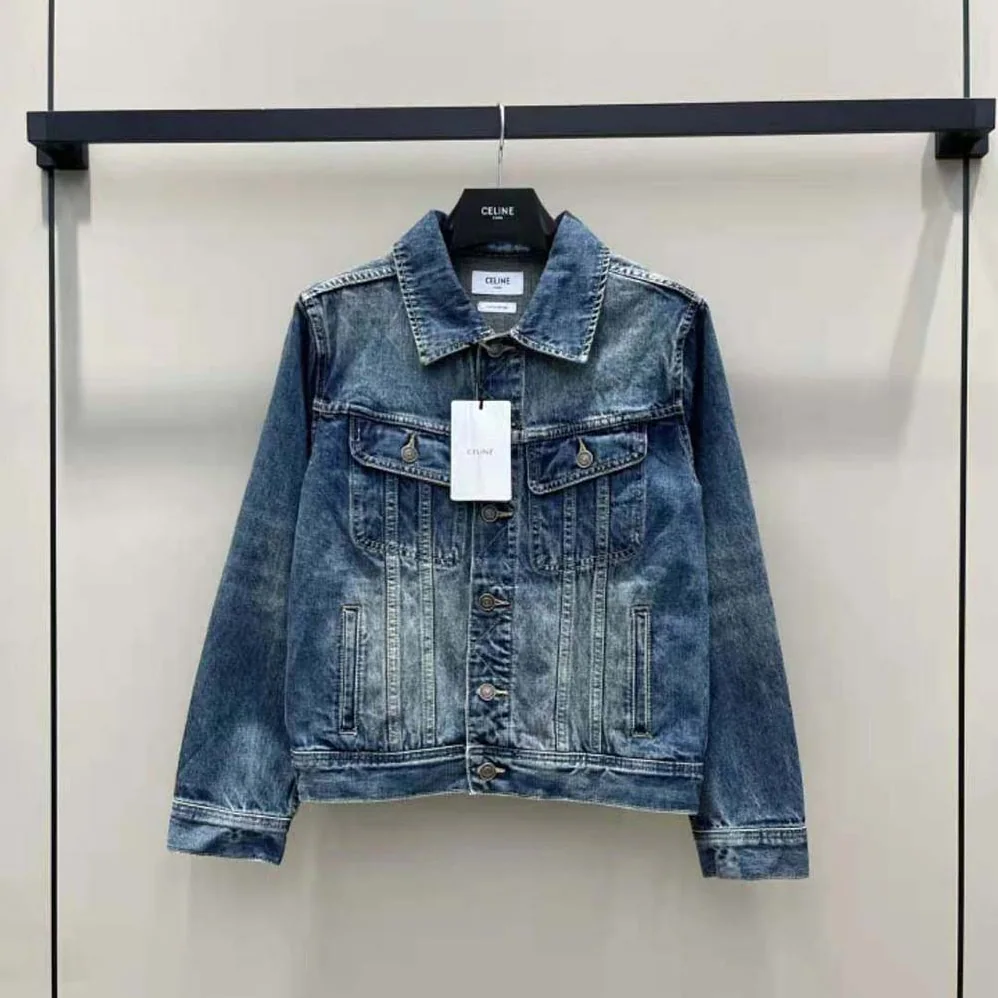 Celine Trucker Jacket in Dark Union Wash Denim for Women