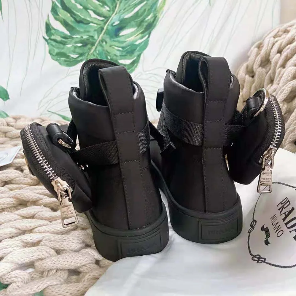 Prada Wheel Re-Nylon High-top Sneakers for Unisex in Black Prada Wheel Re-Nylon High-top Sneakers for Unisex in Black