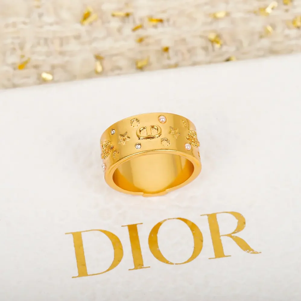 Dior Céleste Ring Gold-Finish Metal with White Resin Pearls and Silver for Women in Tone Crystals