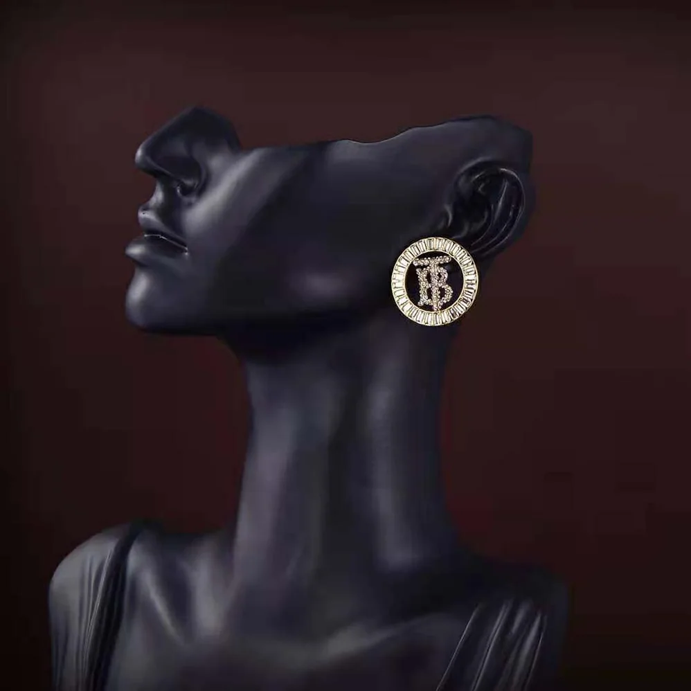 Burberry Crystal Detail Gold for Women in plated Monogram Motif Earrings Burberry Crystal Detail Gold for Women in plated Monogram Motif Earrings