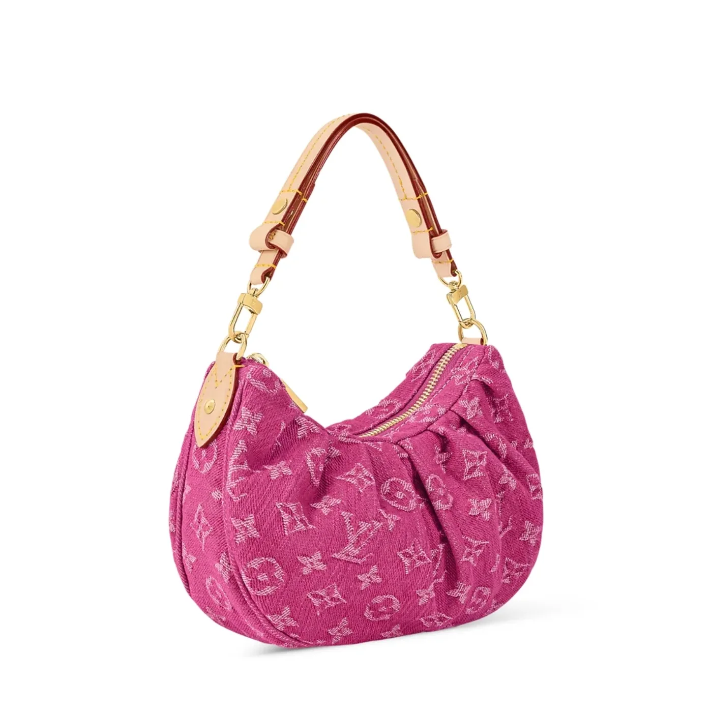 Louis Vuitton Pochette Valley Shoulder Bag in Fuchsia Denim Gold Hardware