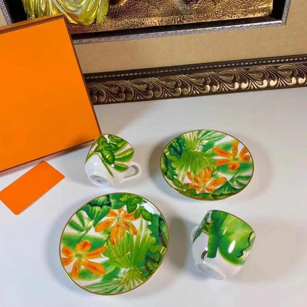 Hermes Passifolia Coffee Cup and Saucer for Unisex Hermes Passifolia Coffee Cup and Saucer for Unisex