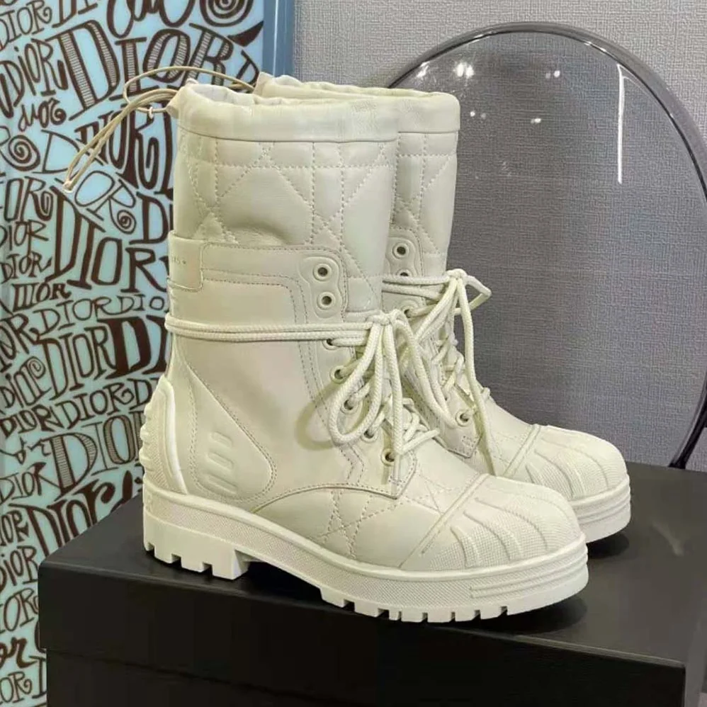 Dior Dioriron Ankle Boot White Quilted Cannage Calfskin for Women Dior Dioriron Ankle Boot White Quilted Cannage Calfskin for Women