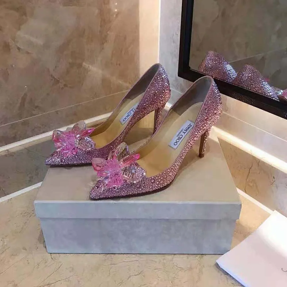 Jimmy Choo Alia Rose Mix Suede and Crystal Covered Pointy Toe Pumps for Women Jimmy Choo Alia Rose Mix Suede and Crystal Covered Pointy Toe Pumps for Women
