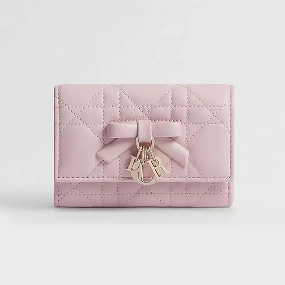 Dior Lady Dior Glycine Wallet Rose Tendre Cannage Lambskin for Women Dior Lady Dior Glycine Wallet Rose Tendre Cannage Lambskin for Women