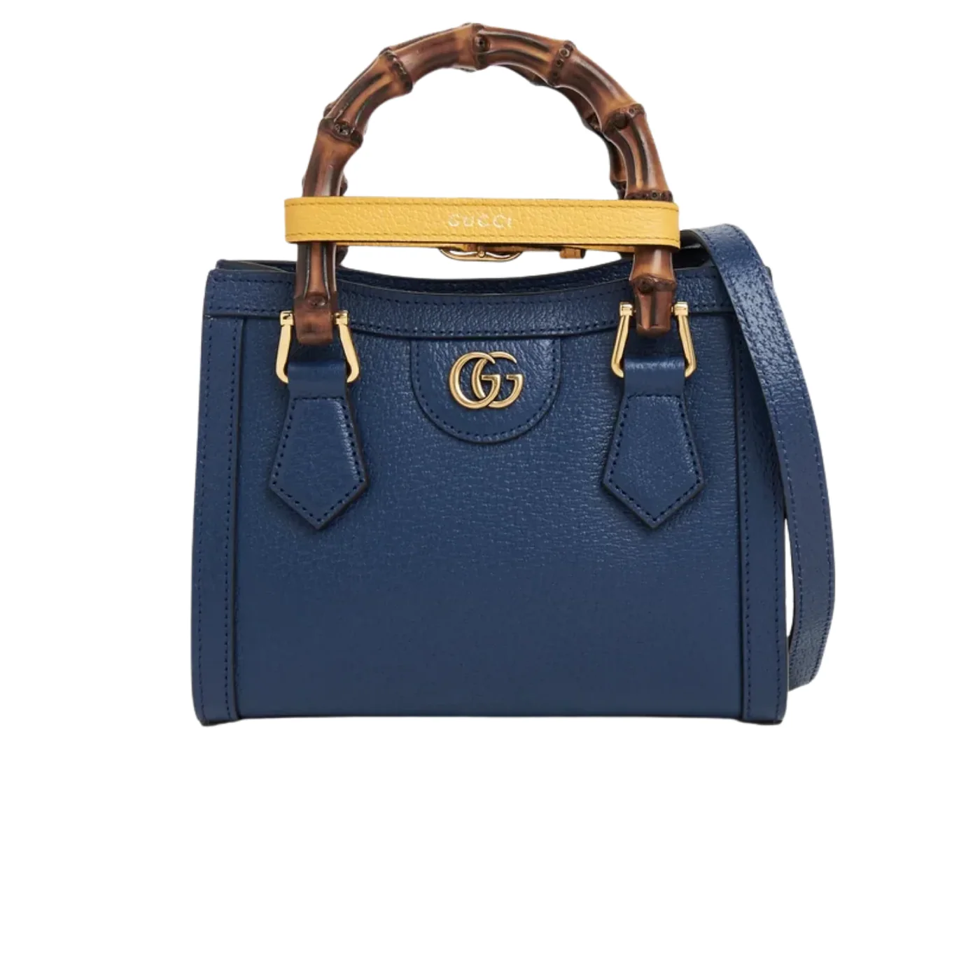 Gucci Diana Mini Top Handle Bag / Canvas Lining Blue Gold Hardware