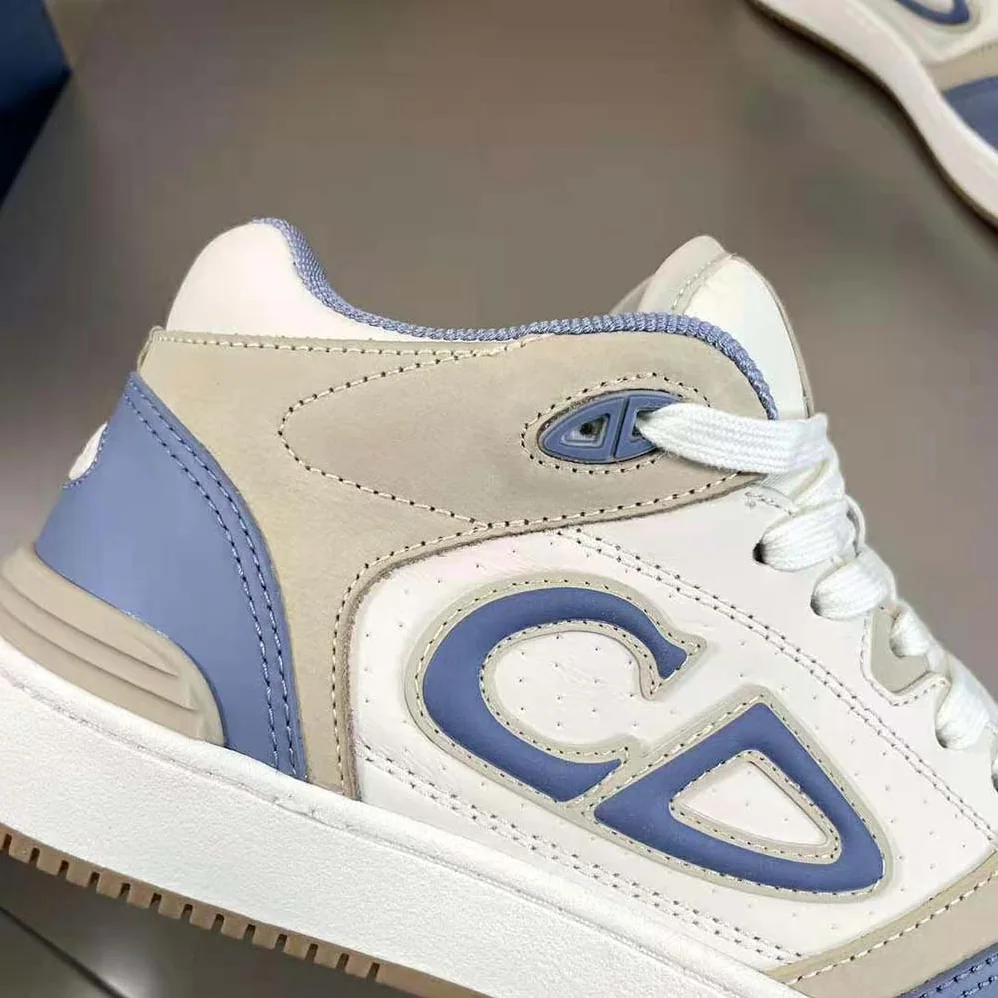 Dior B57 Mid-Top Sneaker Blue and Cream Smooth Calfskin and Beige Suede for Men